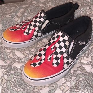 flamed slip on vans